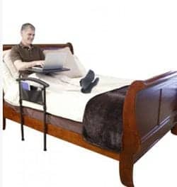 Bed Rail Features Multi-Use Bedside Tray and Standing Assistance