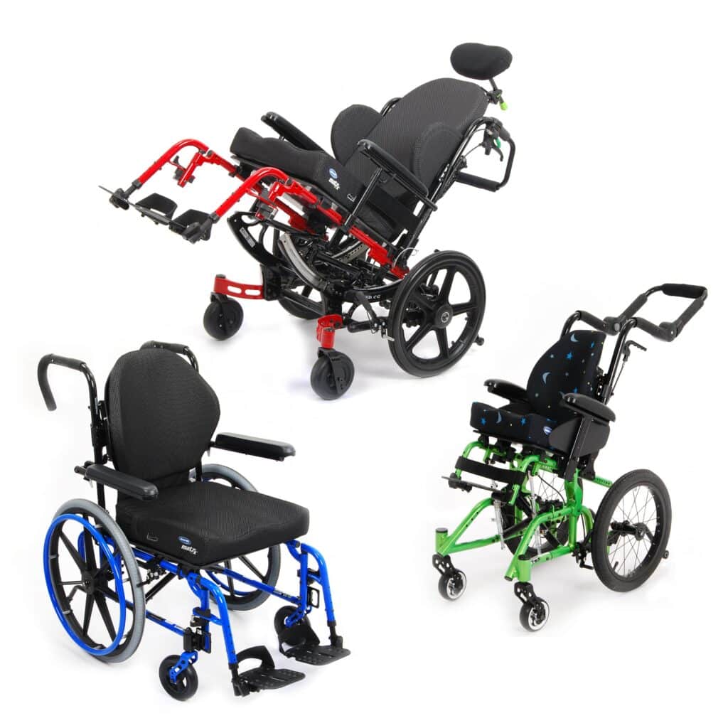 Wheelchairs showing Invacare partnership between Freedom Designs and Matrix